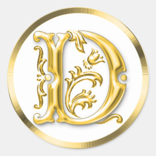 Initial D Round Sticker i Guld Runt Klistermärke