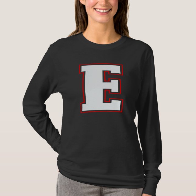 Initial E Monogram E Bokstav E Versal Alfabet T Shirt (Framsida)