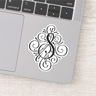Initial elegant krusidullMonogram för brev S Klistermärken