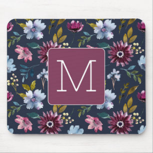Initial Elegant navy and burgundy Floral feminine Musmatta