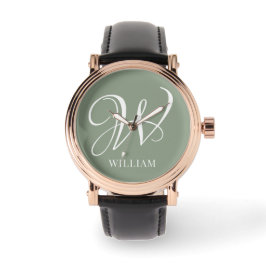 Initial Elegant Personlig Sage Grönt Monogram Armbandsur