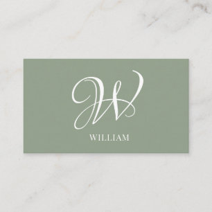 Initial Elegant Personlig Sage Grönt Monogram Visitkort