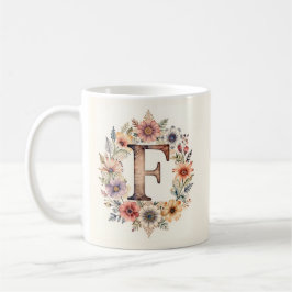 Initial F Blomma boho blomster Mugg
