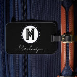 Initial Family Name Monogram Circle Bagagebricka<br><div class="desc">monogram and family name in center of tag. Other colors available in the shop.</div>