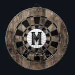 Initial Family Name Monogram Dart Board Darttavla<br><div class="desc">Faux wooden background with monogram and family name in center of the board. Other colors available in the shop.</div>
