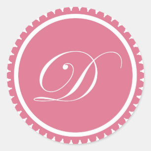 Initial fördel för D-prinsessans rosa monogram-säl Runt Klistermärke