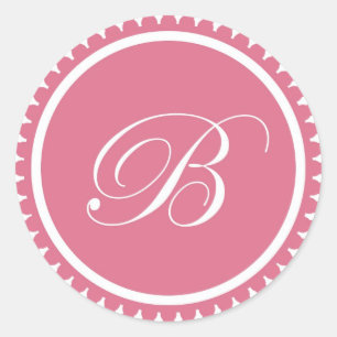 Initial förmån för B-prinsessans rosa monogram-säl Runt Klistermärke
