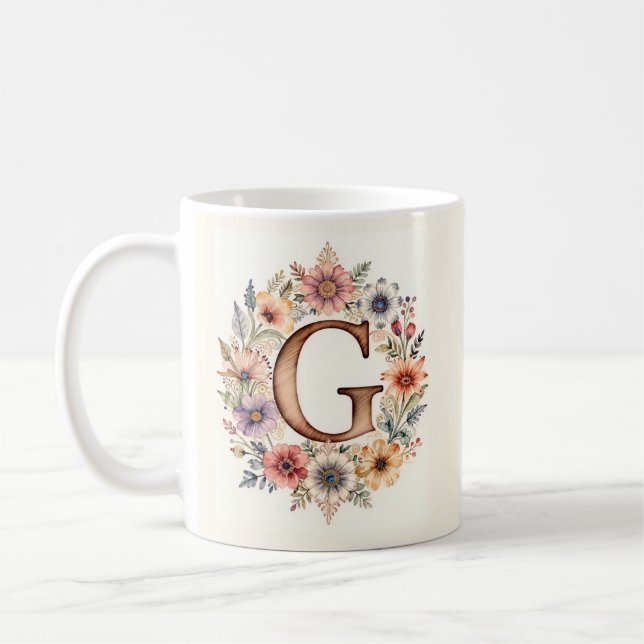 Initial G Blomster boho blomster Kopp  (Vänster)