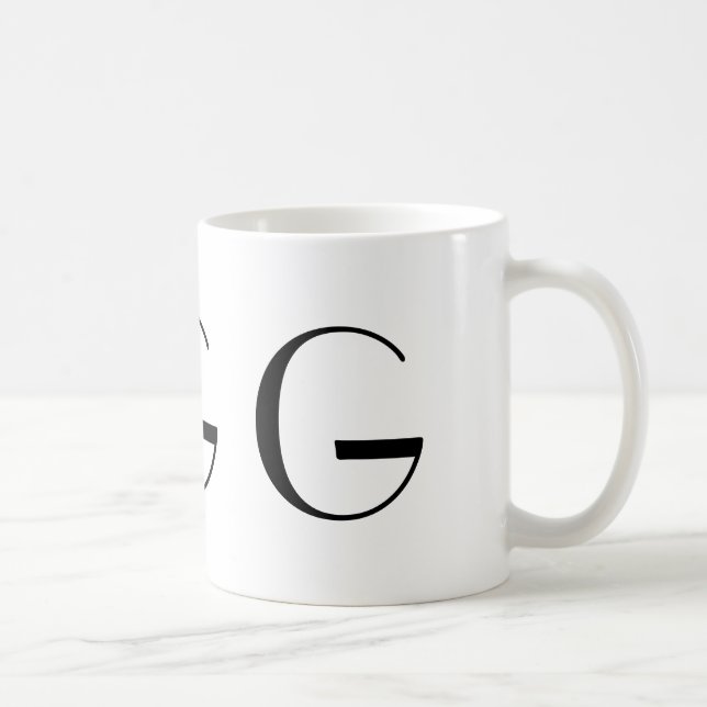 Initial G-svart för Monogram & modern kaffemugg (Höger)