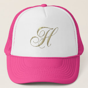 Initial gåva för guld- brevH-Monogram Truckerkeps