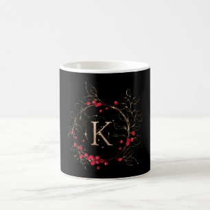 Initial Glitter Brev K Holly Eucalyptus Helgdag Kaffemugg