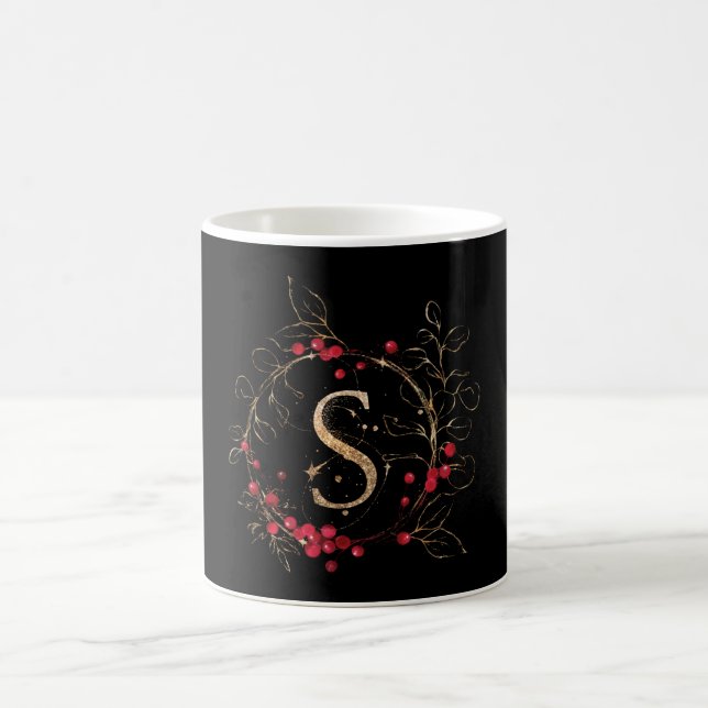 Initial Glitter Brev S Holly Eucalyptus Helgdag Kaffemugg (Center)