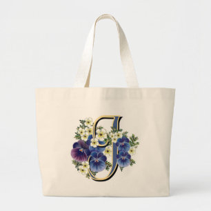 Initial Handpainted Pansy - J Jumbo Tygkasse