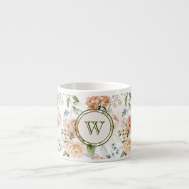 Initial, Hydrangea Peony 1600s Dutch Florals 6oz Espressomugg
