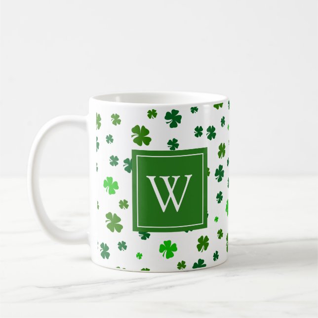 Initial irländsk Shamrock Initial Monogram Kaffe M Kaffemugg (Vänster)