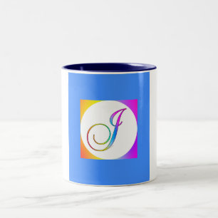 INITIAL J MONOGRAM ON BLUE Två-Tonad MUGG