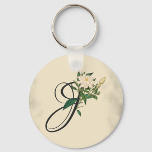 Initial J, Vintage Jasmine Keychain Nyckelring