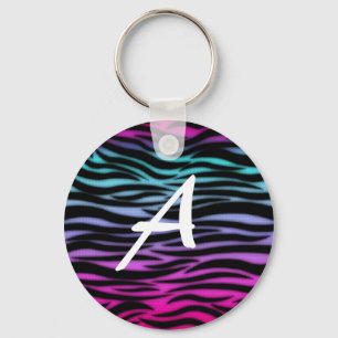 Initial keychain för färgglatt djurt tryck nyckelring