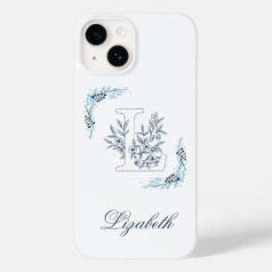 Initial "L" Blå Monogram Lugna Blommor