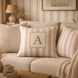 Initial lantlig bondehusrandig beige & taupe kudde