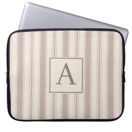 Initial lantlig gårdsstripe i beige och taupe laptop fodral