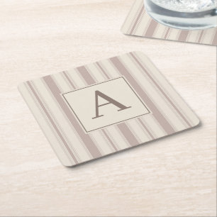 Initial lantlig gårdsstripe i beige och taupe underlägg papper kvadrat