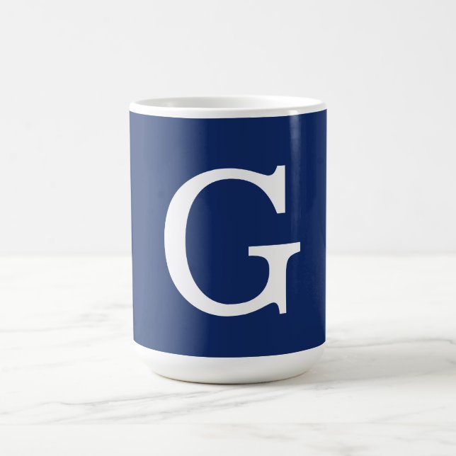 Initial Letter Monogram Blue White Plain Simple Kaffemugg (Center)