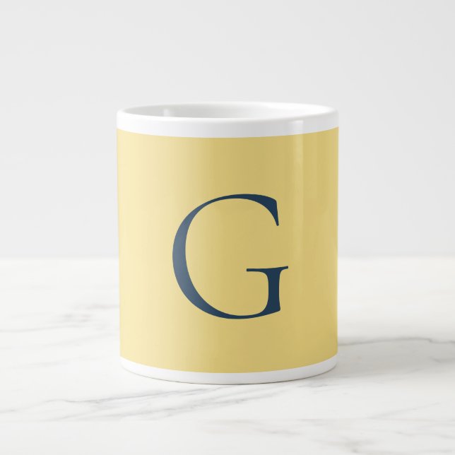 Initial Letter Monogram Jasmine Slate Grey Plain Jumbo Mugg (Framsidan)