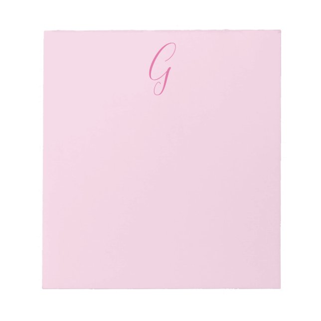 Initial Letter Monogram Light Pink Plain Chic Anteckningsblock (Framsida)