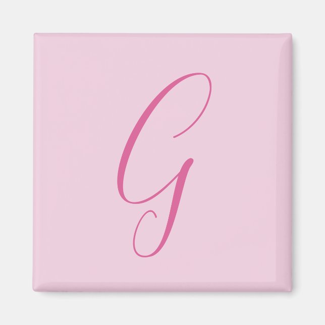 Initial Letter Monogram Light Pink Plain Chic Magnet (Framsidan)