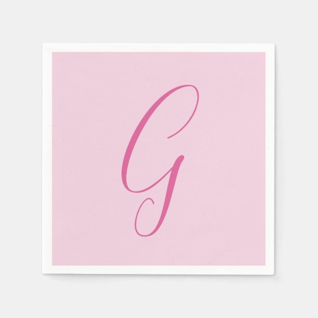 Initial Letter Monogram Light Pink Plain Chic Pappersservett (Framsidan)