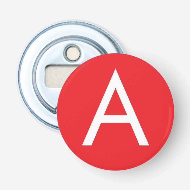 Initial Letter Monogram Red White Plain Modern Flasköppnare (Framsidan)