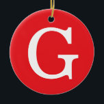 Initial Letter Monogram Red White Plain Simple Julgransprydnad Keramik<br><div class="desc">Looking for a beautiful calligraphy with an aesthetic handwriting? This simple,  eye-catching design is for you. This product immediately impresses those who see it. The fine and tasteful design will immediately reflect the quality of your relationship and family.</div>