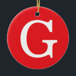 Initial Letter Monogram Red White Plain Simple Julgransprydnad Keramik<br><div class="desc">Looking for a beautiful calligraphy with an aesthetic handwriting? This simple,  eye-catching design is for you. This product immediately impresses those who see it. The fine and tasteful design will immediately reflect the quality of your relationship and family.</div>