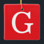 Initial Letter Monogram Red White Plain Simple Julgransprydnad Keramik<br><div class="desc">Looking for a beautiful calligraphy with an aesthetic handwriting? This simple,  eye-catching design is for you. This product immediately impresses those who see it. The fine and tasteful design will immediately reflect the quality of your relationship and family.</div>