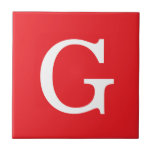Initial Letter Monogram Red White Plain Simple Kakelplatta<br><div class="desc">Looking for a beautiful calligraphy with an aesthetic handwriting? This simple, eye-catching design is for you. This product immediately impresses those who see it. The fine and tasteful design will immediately reflect the quality of your relationship and family.</div>