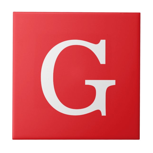 Initial Letter Monogram Red White Plain Simple Kakelplatta (Framsidan)