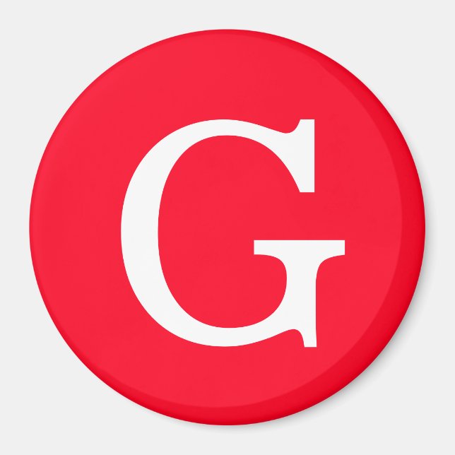Initial Letter Monogram Red White Plain Simple Magnet (Framsidan)