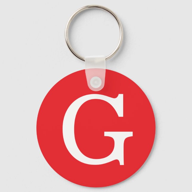 Initial Letter Monogram Red White Plain Simple Nyckelring (Framsida)