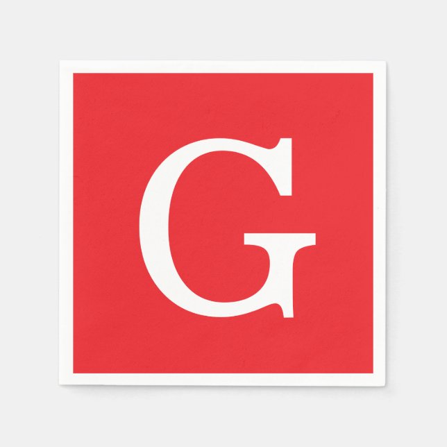 Initial Letter Monogram Red White Plain Simple Pappersservett (Framsidan)