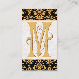 Initial M Monogram för elegant guld- damast Visitkort