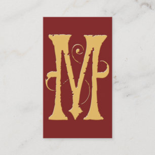 Initial M Monogram för gotiskt för Grunge rött Visitkort
