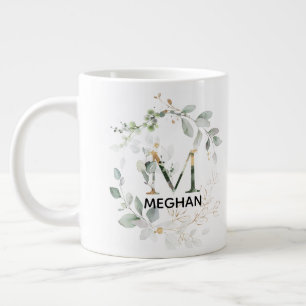 Initial M Monogram Grönska Mugg Med Namn Jumbo Mugg
