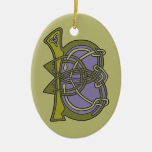 Initial monogram B för Celtic fnurrabrev Julgransprydnad Keramik