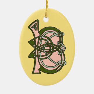 Initial monogram B för Celtic fnurrabrev Julgransprydnad Keramik