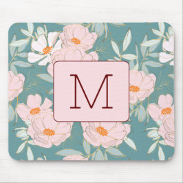 Initial monogram Elegant colorful floral Blue Pink Musmatta