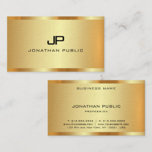 Initial Monogram Faux Guld Modern Professionell Visitkort