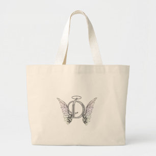 Initial Monogram för brev D med ängelvingar & Jumbo Tygkasse