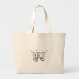Initial Monogram för brev K med ängelvingar & Jumbo Tygkasse