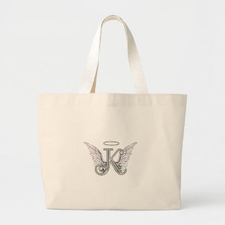 Initial Monogram för brev K med ängelvingar & Jumbo Tygkasse